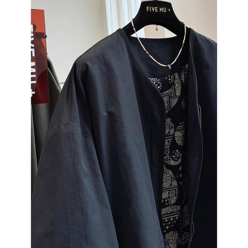 M-2XL  とてもハンサム 無地 長袖 上品見え トレンチコート M ブラック