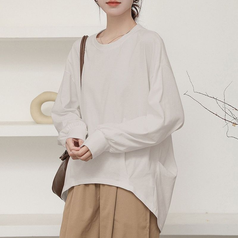【コットン】ML 超快適 テクスチャ 肌触り柔らかい 無地 Tシャツ L アプリコット