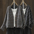 F ボタン 長袖 プリント 清楚見え 両面着 ジャケット フリー 写真通り