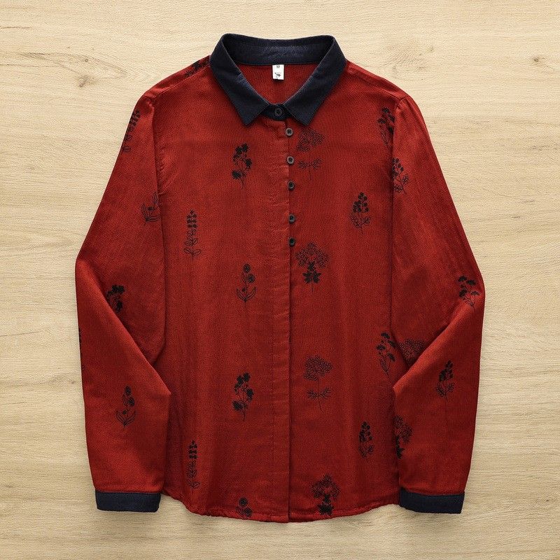 M-L 柔らかな肌触りの花柄ダブルガーゼブラウス M ホワイト