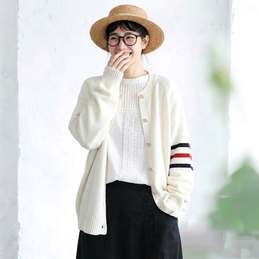 S-3XL everyday な ニットカーディガン 3XL オフホワイト