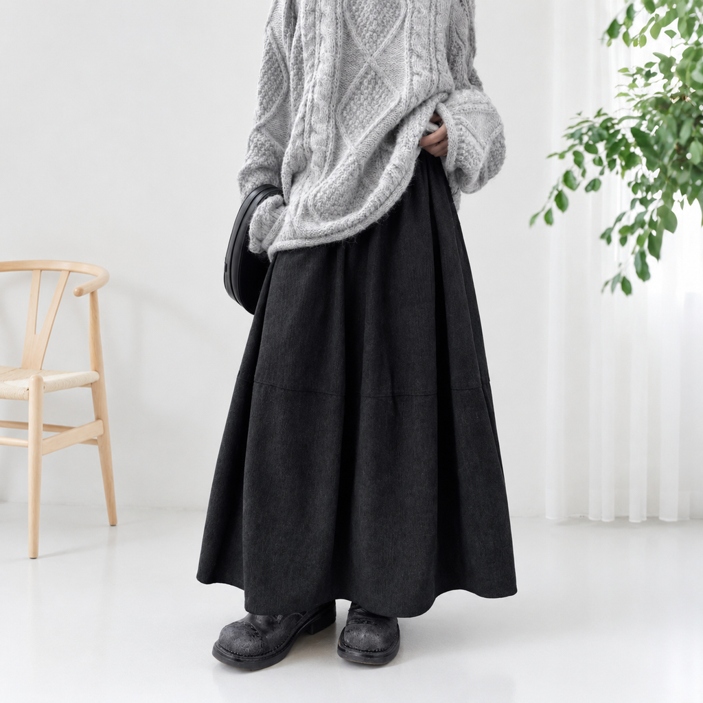 M-2XL 新商品＆再入荷  切り替え Aライン 無地 レトロ スカート M 写真通り