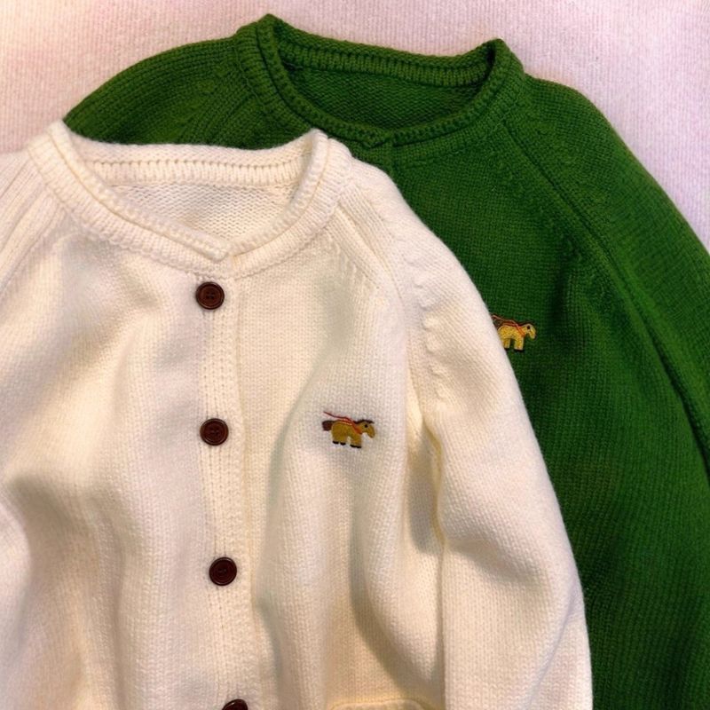 S-2XL 無地 ボタン 刺繍 長袖 カジュアル カーディガン S ホワイト
