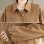 M-2XL レトロ カジュアル スクエアポケット  大人向け 長袖ジャケット M カーキ