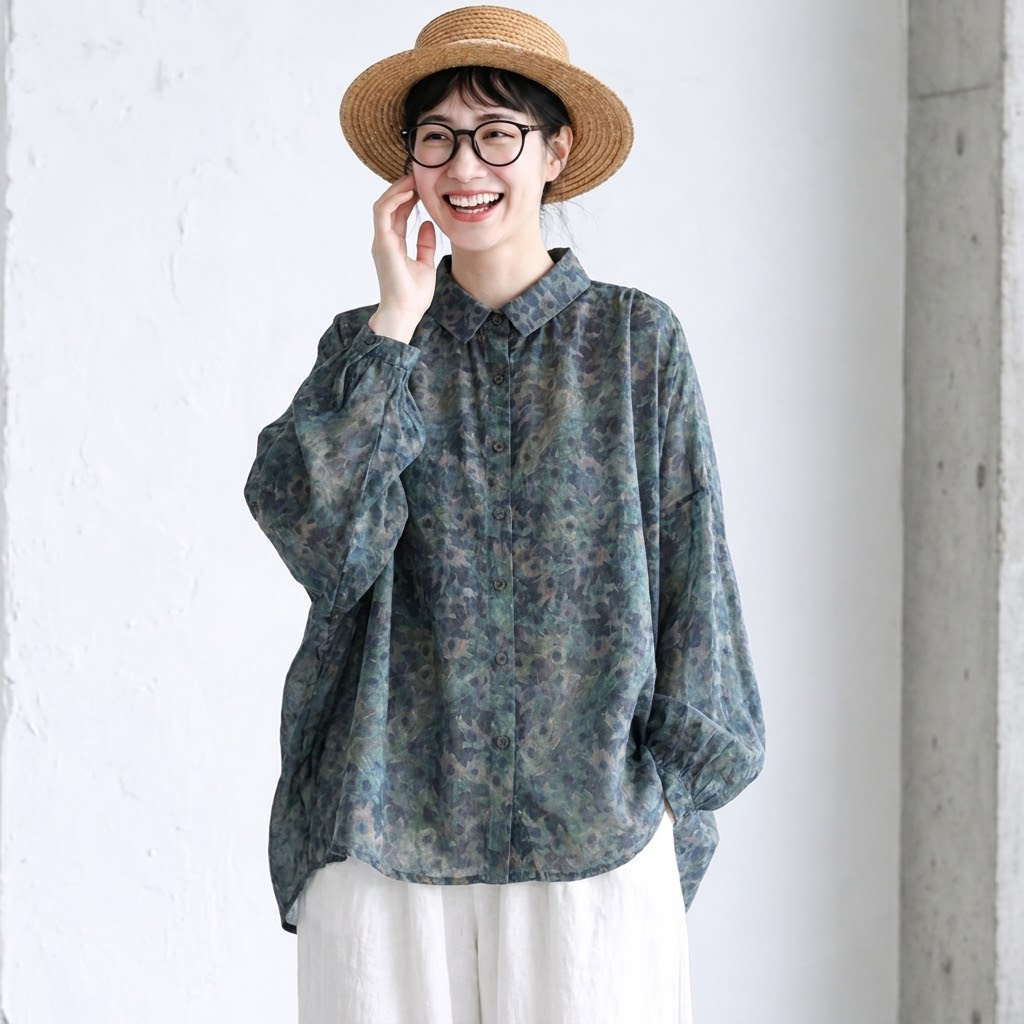 M-2XL 花柄 肌触り柔らかい レトロ シャツ M 写真通り