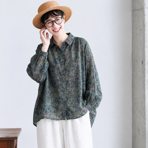 M-2XL 花柄 肌触り柔らかい レトロ シャツ M 写真通り