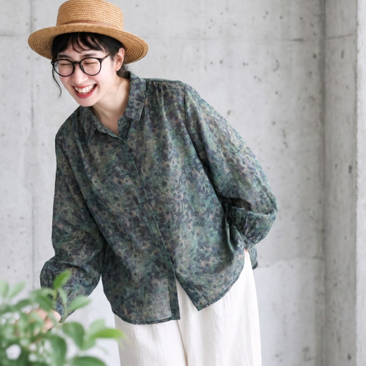 M-2XL 花柄 肌触り柔らかい レトロ シャツ M 写真通り