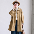 L-2XL ビックシルエット ポケット付き 無地 ミディアム丈 レトロ トレンチコート 2XL カーキ