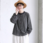 S-XL 好印象MAX♡シングルブレスト 森ガール 切り替え フリル 長袖 シャツ S 写真通り