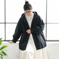 L-4XL ゆるさがちょうどいい フードのトレンチコート 4XL ブラック