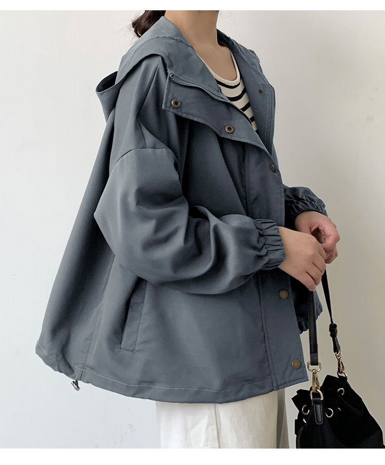 F 高評価続々 上品見え シンプル 無地 柔らかい ジャケット フリー ダークグレー