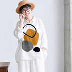 S-5XL シンプルコーデにアクセント 幾何柄シャツ S 写真通り1