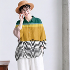 S-5XL シンプルコーデにアクセント 幾何柄シャツ S 写真通り1