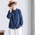M-3XL 新商品＆再入荷 シンプル フリルカラー 長袖 シングルブレスト 無地 シャツ M ホワイト
