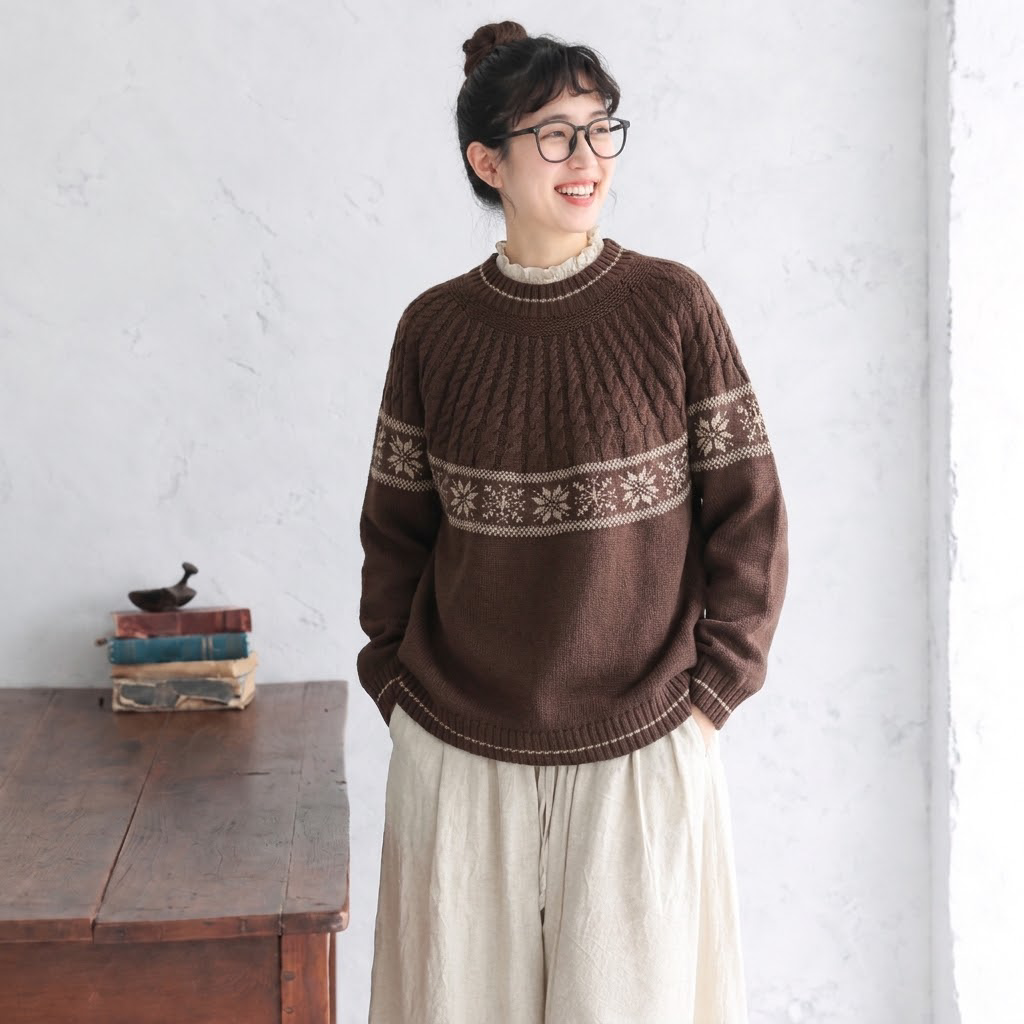S-XL 新商品をピックアップ！幾何模様 レトロ 長袖 ラウンドネック ニットセーター S レッド