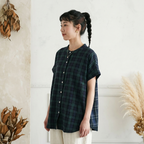【コットン】M-L  チェック柄 肌触りが良い  ビックシルエット シンプル  シャツ M ライトグレー