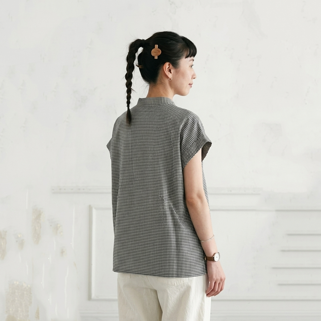 【コットン】M-L  チェック柄 肌触りが良い  ビックシルエット シンプル  シャツ M ライトグレー