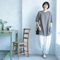 M-2XL 白黒チェック ゆったりチュニック 風通し良く ピクニックや散歩に M 写真通り1
