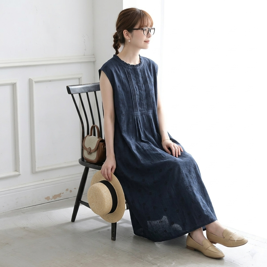 M-2XL パターン フリル袖 ボタン ハイネック ストリート系 半袖 ワンピース M 写真通り