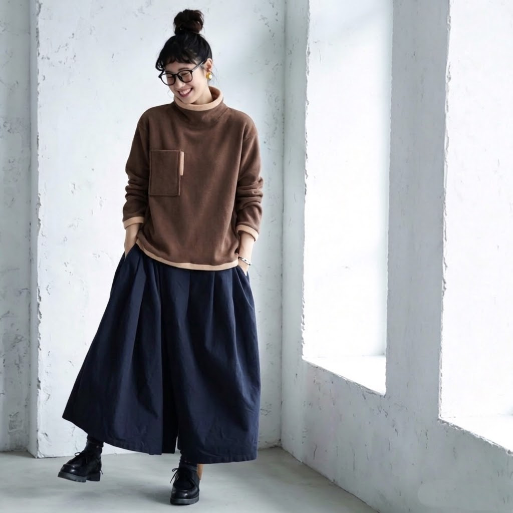 存在感抜群フリーサイズ ハイネック ポケット付き 裏起毛 ゆったり レトロ パーカー/ジャージ フリー コーヒー