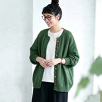 S-3XL ころころボタンのごきげんニット S グリーン