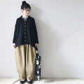 SML ナチュラル 軽やか ゆったり きれいめ セットアップ S ブラック／トップス＋ベージュ／パンツ