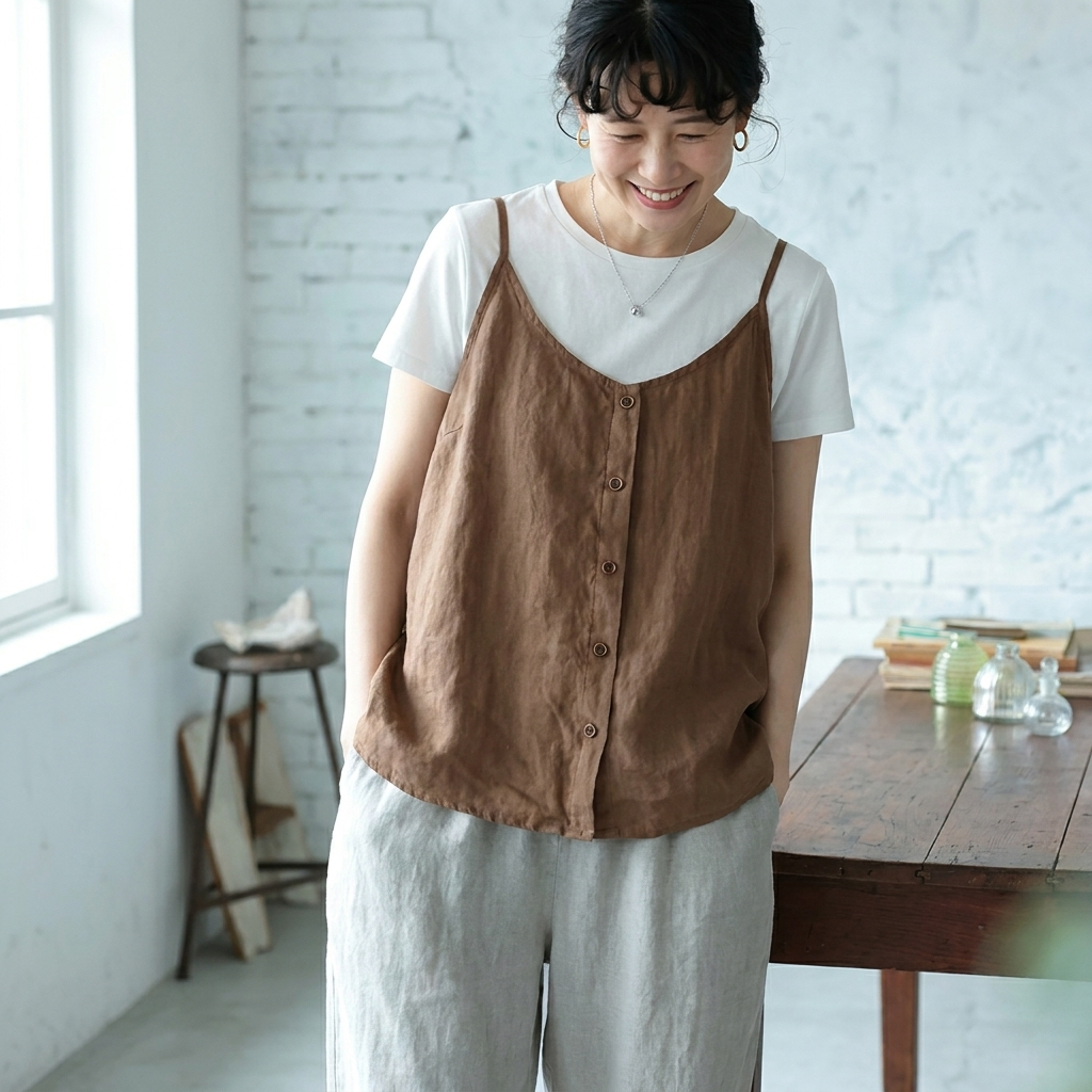 M~3XL コットン 体型をカバー 平日 週末 接触冷感 コーディネート自在 キャミソール M コーヒー