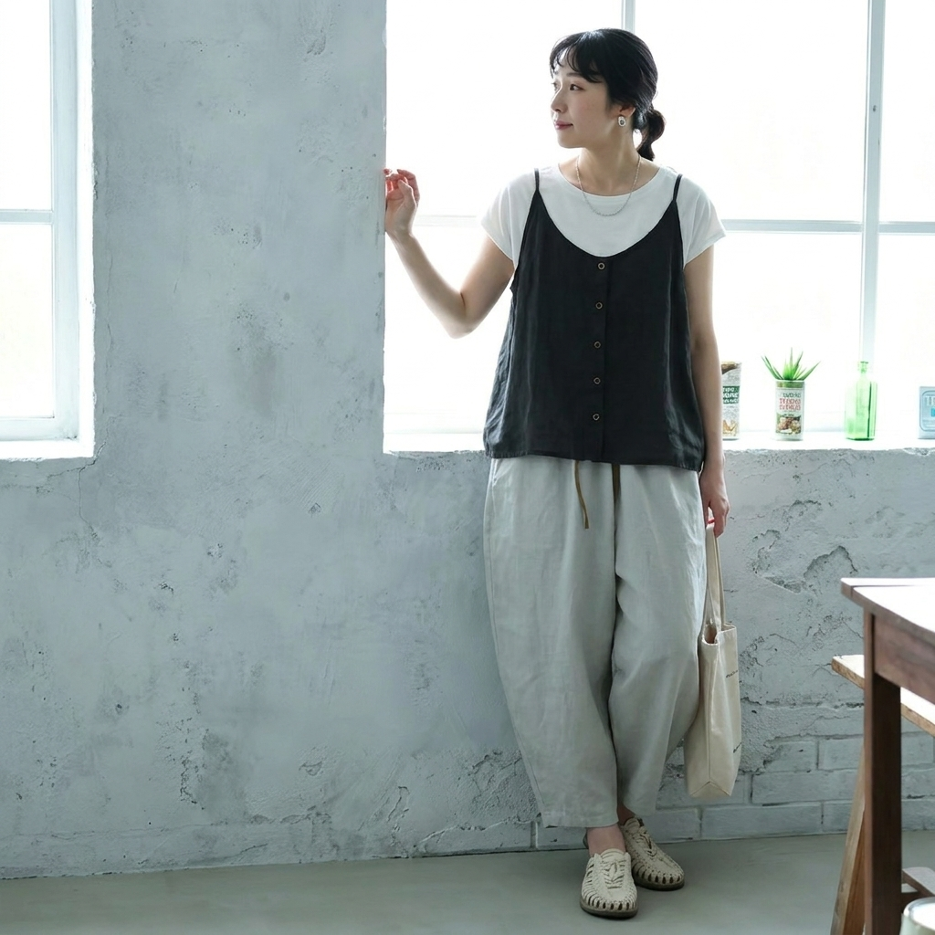 M~3XL コットン 体型をカバー 平日 週末 接触冷感 コーディネート自在 キャミソール M ブラック