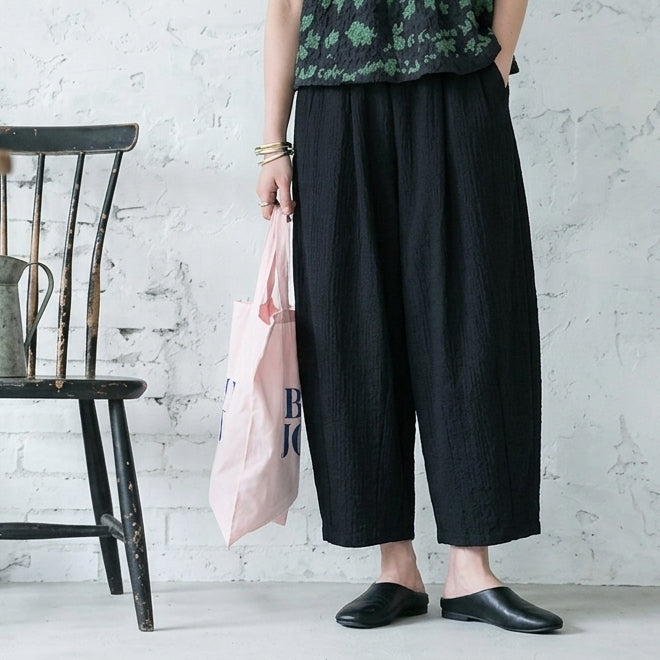 S~XL まるっと可愛い  無地 大きめのサイズ感  ガウチョパンツ S ブラック (レギュラー丈)
