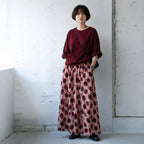 M-5XL ポリエステル ドット柄 ハイウエスト スカート M レッド