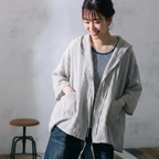 M-2XL 綿麻 フード付き ポケット付き 接触冷感  日焼け止め カーディガン M ネイビー