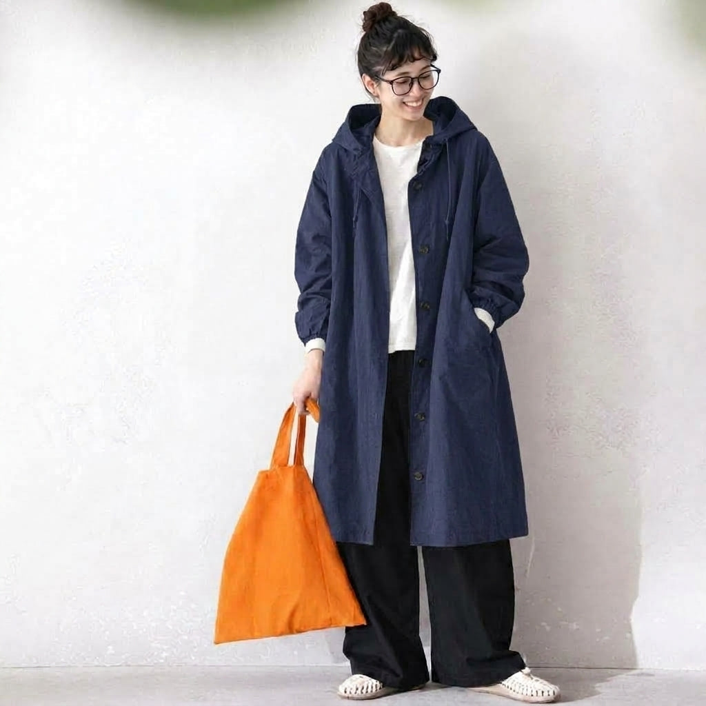 S-5XL あれこれコーデに寄り添うミディアムトレンチコート S ネイビー