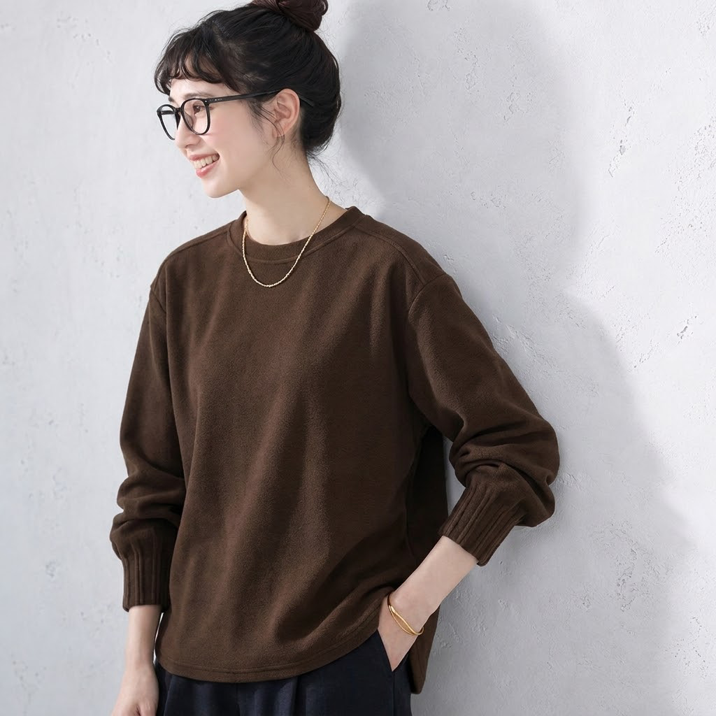 今季大注目M-4XL 無地 切り替え 長袖 中縫い カジュアル Tシャツ M コーヒー