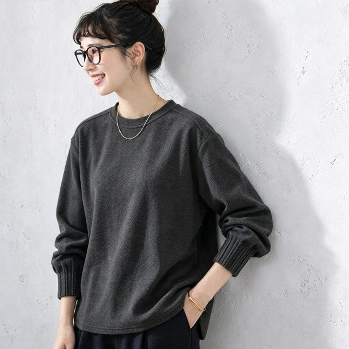 今季大注目M-4XL 無地 切り替え 長袖 中縫い カジュアル Tシャツ M ダークグレー