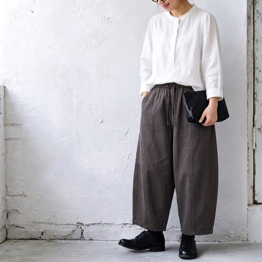 XL-3XL ウエストゴム ワイドパンツ ゆったり 着回しカジュアル ガウチョパンツ 3XL ダークグレー