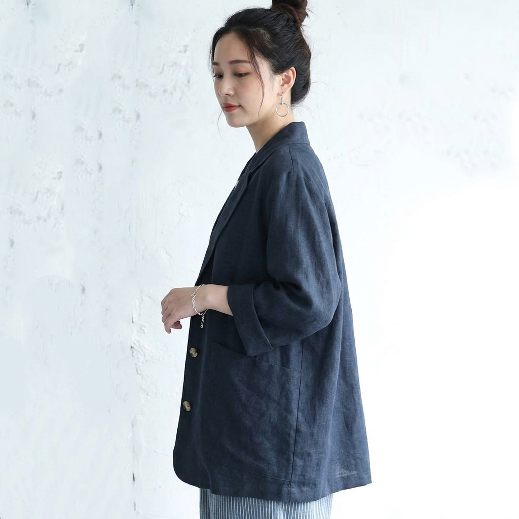 「くたっと、柔らか」 日焼け対策 M-2XL 綿麻  シングルブレスト 折り襟  カーディガン M ベージュ