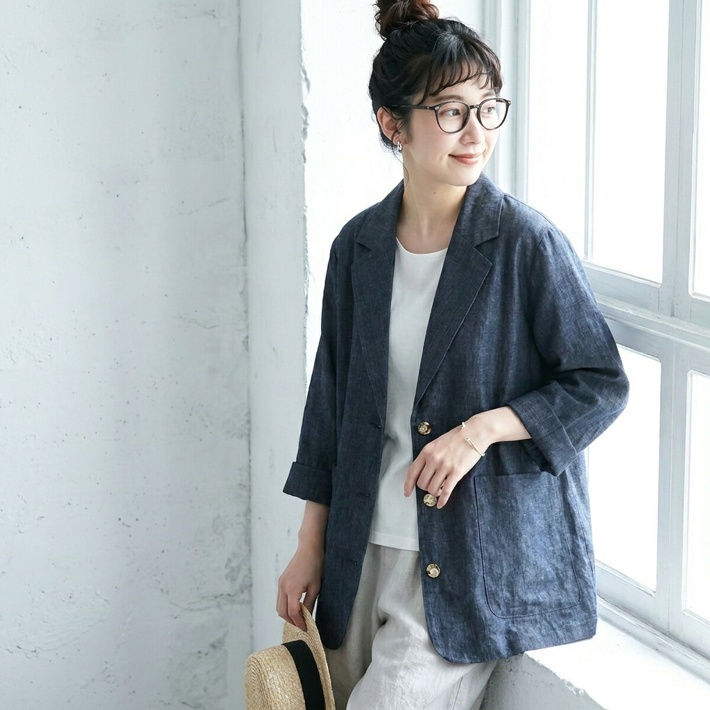 「くたっと、柔らか」 日焼け対策 M-2XL 綿麻  シングルブレスト 折り襟  カーディガン M ベージュ