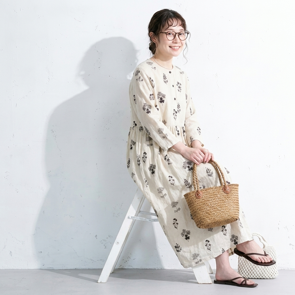 M-2XL Aライン プリント ワンピ M 写真通り