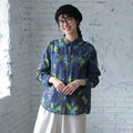 【コットン】S-2XL 植物 花模様  プリント 長袖 カジュアル 可愛くて繊細なシャツ 2XL 写真通り
