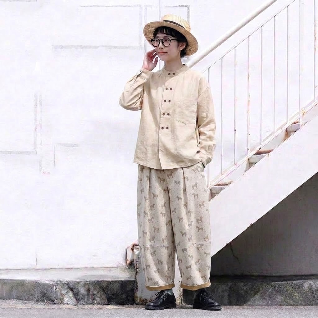 Ｓ-XL 人気を獲得♡ 動物柄 プリント ポケット付き シンプル ジーンズ S アイボリー