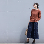 M-XL プリント 柔らかい テクスチャ シンプル 季節の変わり目 スカート M ダークグリーン