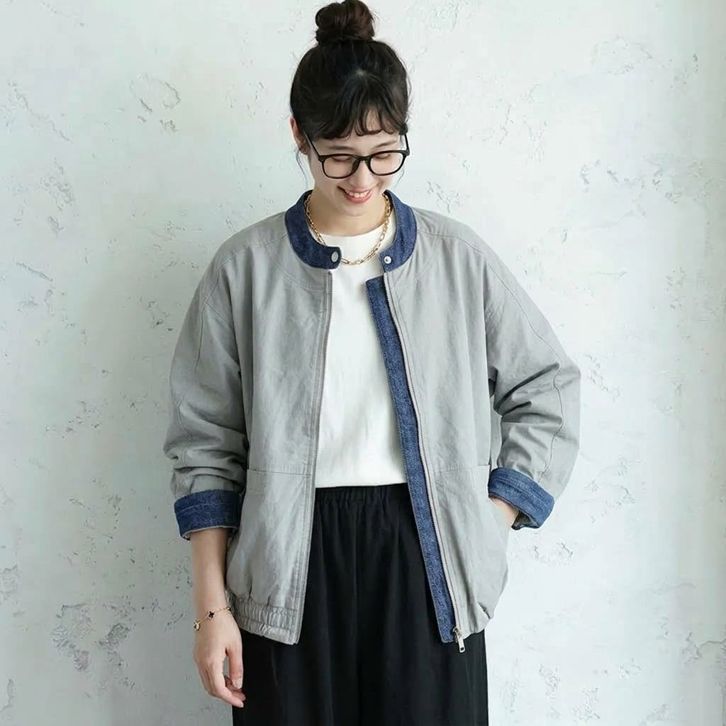 M-2XL 大人のお洒落をキャッチ! 切り替え 長袖 配色 ジャケット 2XL 写真通り