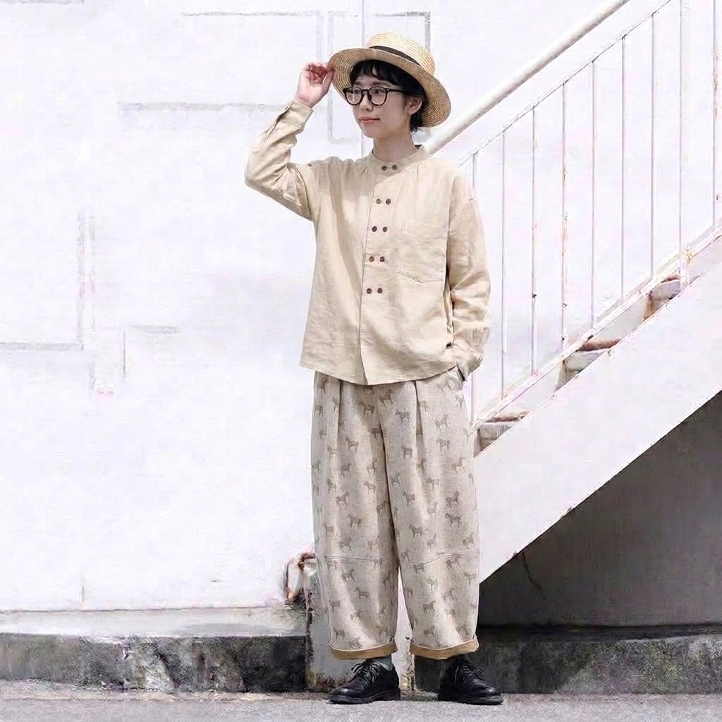 Ｓ-XL 人気を獲得♡ 動物柄 プリント ポケット付き シンプル ジーンズ S アイボリー