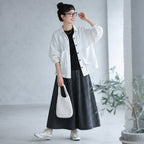 【コットン】2XL-5XL  無地 ポケット付き ボタン 長袖 カジュアル シャツ 2XL ホワイト