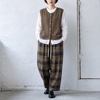 L-6XL チェック柄 ポケット付き  ロング丈  ストレートパンツ L ダークグレー (通常タイプ)