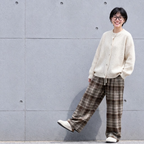 L-6XL チェック柄 ポケット付き  ロング丈  ストレートパンツ L ダークグレー (通常タイプ)