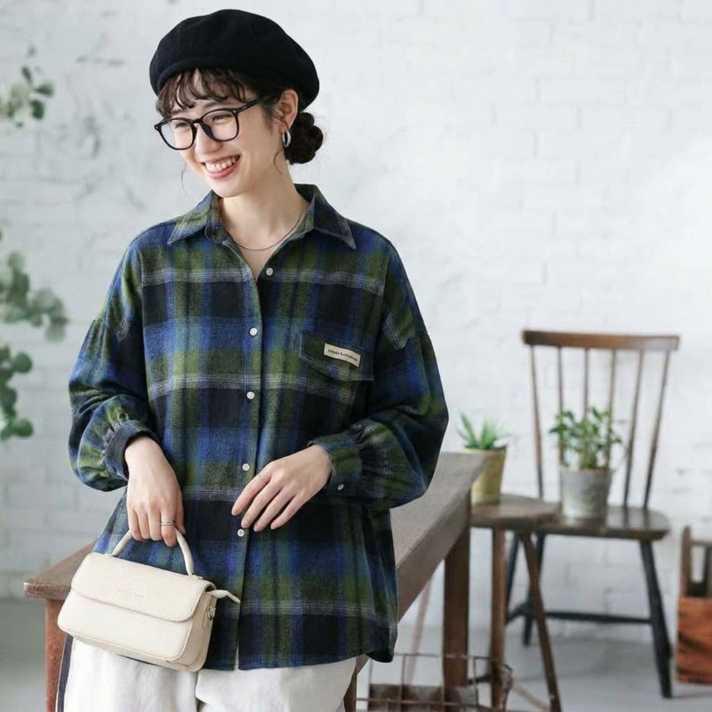 L-5XL『今売れてます!』 切り替え 長袖 チェック柄 シャツ L チェック柄