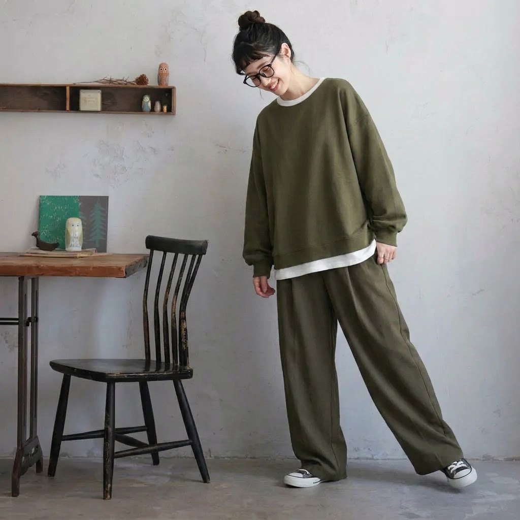 S-L 重ね着風 配色 長袖 切り替え ノーマルスリーブ ファッション 2点セット L 写真通り