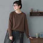 M-4XL ラウンドネック オーバーシルエット 長袖 Ｔシャツ M ブラック
