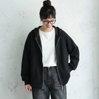 L-5XL パーカー襟 前開きポケット付き ゆったりシルエット 長袖ジャケット L グレー